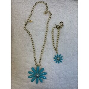 Heidi Daus "Flower Power" Enamel and Crystal Daisy Jewelry Set Blue